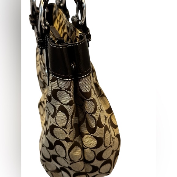 Coach Tan and Brown Signature  Canvas Shoulder Bag - Picture 11 of 17